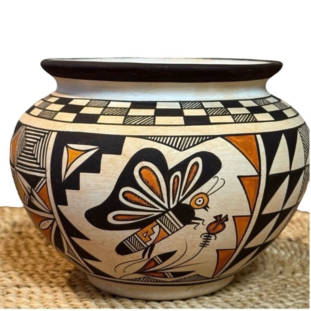 Vintage Rare Westley Begaye Native Butter Fields Pottery Black Cream Orange